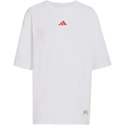 adidas Mini Embroidery Oversized Graphic T-Shirt Damen KA5087 - white/pure ruby L