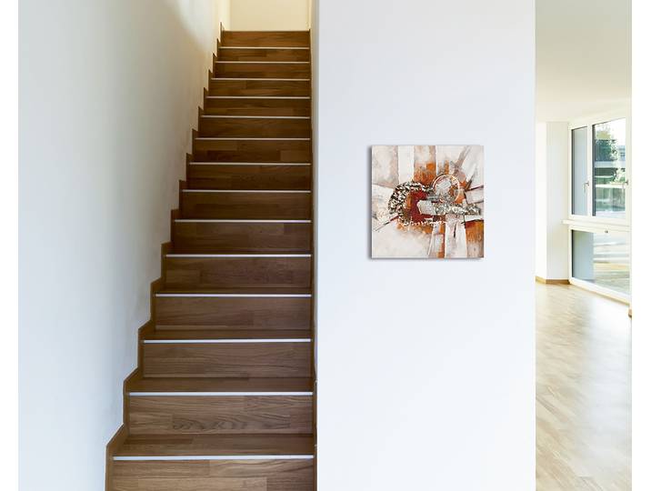 Leinwandbild Abstrakte Geometrie Typ A Mischgewebe Beige 40 x 40 x 3cm