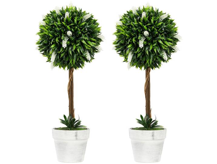 Homcom Kunstpflanze Lavendel 2er-Set Künstliche Pflanzen 60 cm Zimmerpflanze Weiß, Kunststoff, 60 cm, Dekoration, Blumen & Blumentöpfe, Kunstpflanzen