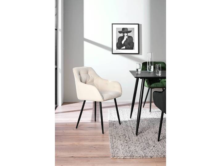 Armlehnenstuhl TILLY 60 x 84 x 56cm 2er Set Samt Vilda: Creme Beige/Beige