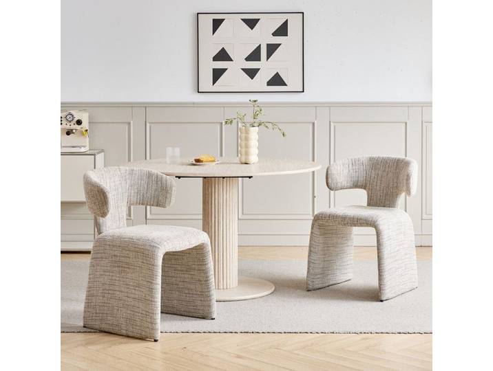 Lot de 2 chaises - Chaises modernes en lin - Rembourrées - Structure en métal - Marron