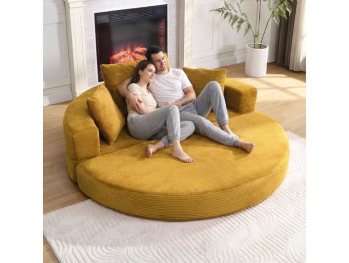 Fiednoy Faltbares Schlafsofa, Modulares Sofabett aus Cordstoff Modulares Sofabett mit hohem Rand und Kissen, Vielseitige Schlafcouch für Apartment und Schlafzimmer，250 kg