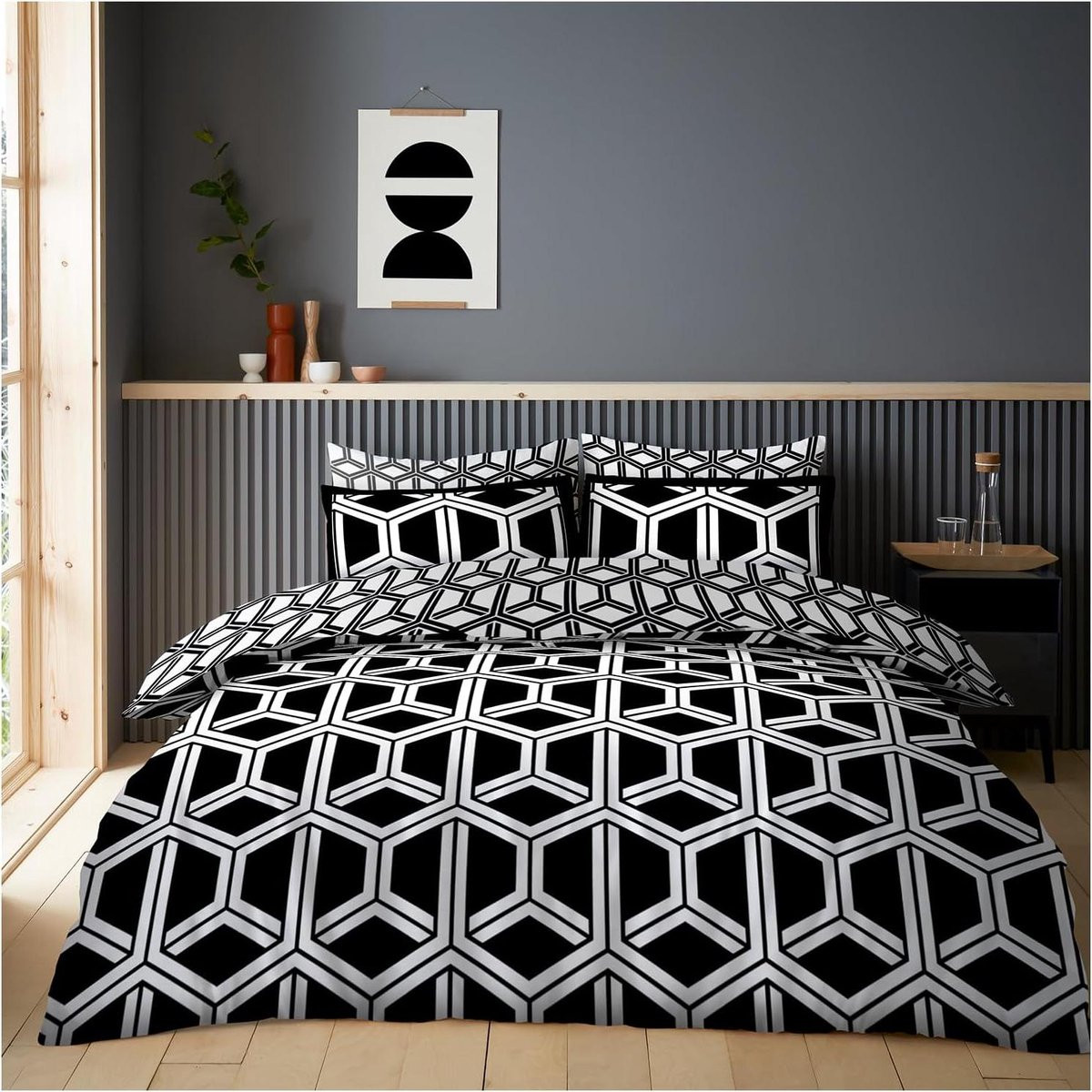 Dekbedovertrek Set Zwart Wit 200x200 cm