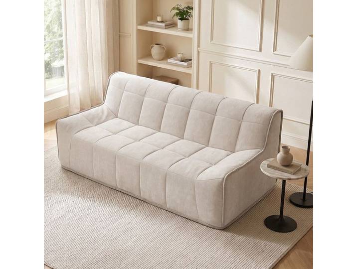 Wahson Canapé Compressé Moderne Comfortable Canapé 2 Places en Chenille 180cm Blanc