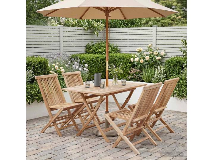 vidaXL Gartenmöbel Set 5 Stk. Natur Massivholz Teak