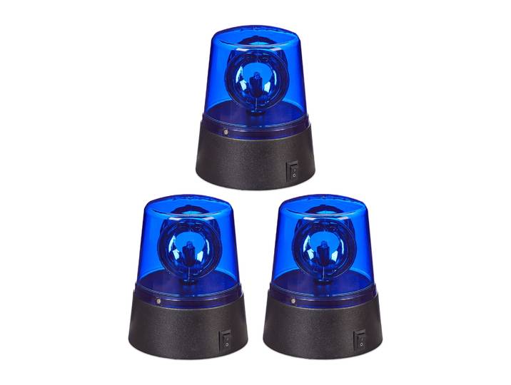 LED Blaulicht 3er-Set Blau-Schwarz