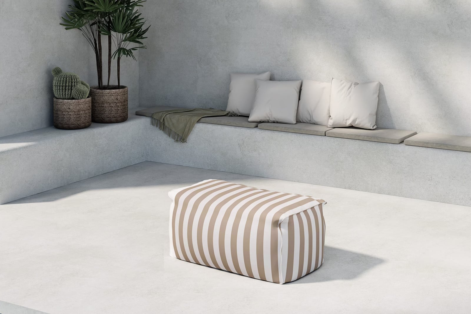 Nohr Outdoor Hocker Carlson Olefin - Wit/Beige Gestreept