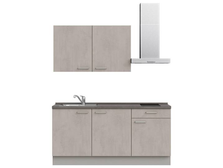 Küchenleerblock, Grau & Schiefer & Hellgrau, 180 cm, Metall, 1 Schublade, Nobilia