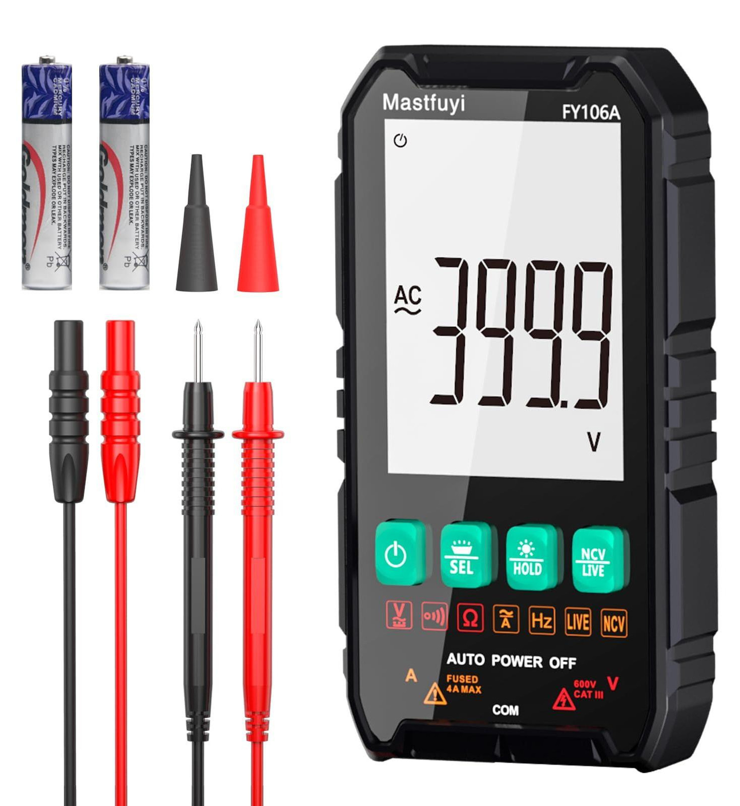 Lustrens Digitale multimeter met auto-range en LCD-achtergrondverlichting