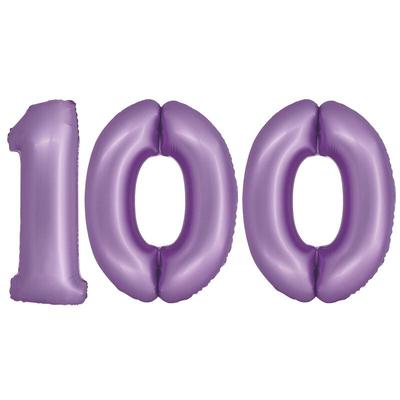 XL Folienballon lavendel Zahl 100