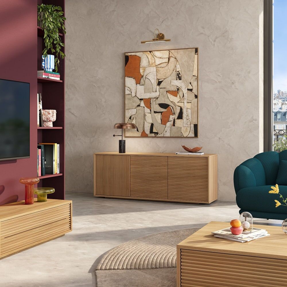Habitat Buffet bas 3 portes en chêne - naturel Marron 180x68x45cm