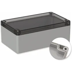 Pollini, Multimeter, POLLIN, Polycarbonat Gehäuse, 200 x 120 x 75 mm, IP66, Lichtgrau, Glasklarer Deckel