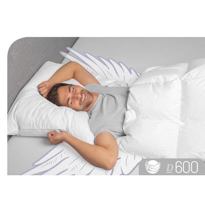 3-Kammer-Kopfkissen SCHLAFSTIL "D600", weiß, B:80cm L:80cm, Bezug: 100% Baumwolle. Füllung Außenkammer: 90% Gänsedaunen, 10% Gänsefeder. Füllung Innenkammer: 100% Gänsefeder, Kopfkissen, hergestellt in Deutschland, allergikerfreundlich