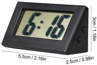 Universal Stock Mini Digital LCD Desk Clock Silent Portable Table Clock For Bedroom, Office & Dashboard black