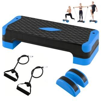 Costway 3-in-1 Aerobic Step Platform Set with 2 Stackable Risers and Balance Trainers for Home-Blue