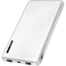 LOGI PA0328WRF - Powerbank, LiPo, 10000 mAh, 2x USB-A, USB-C, weiß