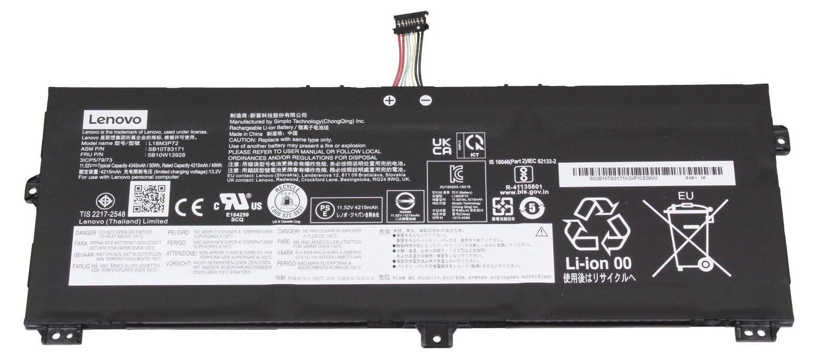 Lenovo batterij 50Wh Li-Ion 3C SMP BYD 5B10W13929