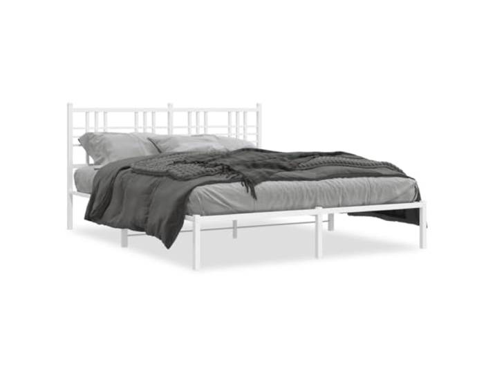 KKgypkn Metall Bettgestell 150x200 cm mit Kopfteil, pulverbeschichteter Stahl, Lattenrost und Mittelfüße, Stauraum unter dem Bett, klassisches Design für Schlafzimmer