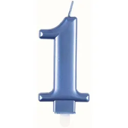 Blau Metallic Kerze Zahl 1