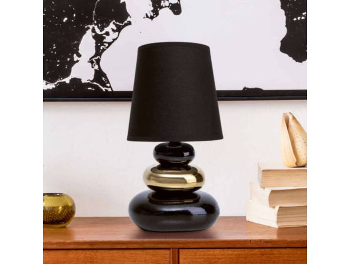 Näve Nachttischlampe Stoney, schwarz, für Schlafzimmer, Keramik, Tischlampe