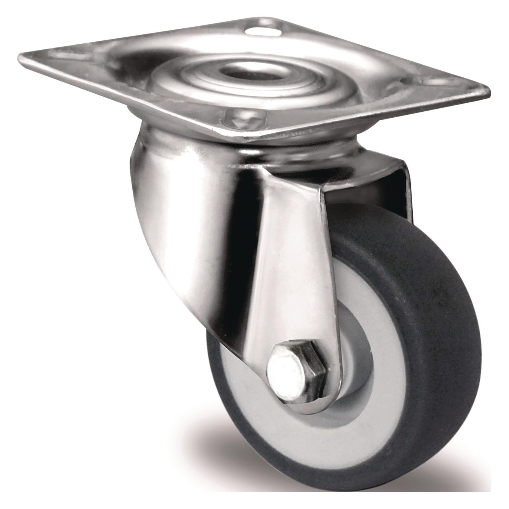 Tecwerk Lenkrolle Rad-Ø 50 mm Tragfähigkeit 50 kg mit Anschraubplatte Plattenbreite 60 mm Gleitlager Edel... (2000276124)