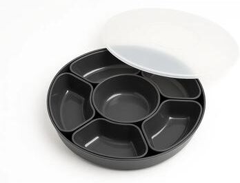 Abode Homewares Divided Lazy Susan Serving Set - 8-Piece - Black