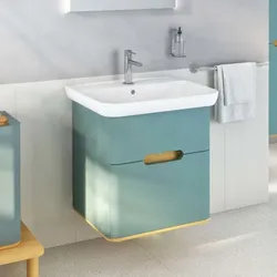 VitrA Sento Waschtisch-Möbel-Set 65876 63x48,5x68,5cm, 2 Vollauszüge, fjordgrün matt, Dekor