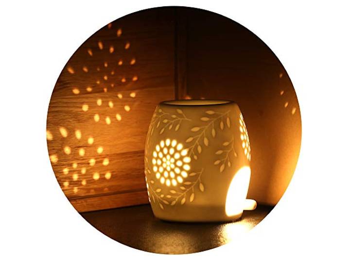 ecooe aromalamp theelichthouder aromalamp van keramiek wit met de kaarslepel geurverspreider ...