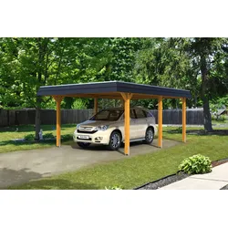 Skan Holz Walmdach Carport 409cm eiche hell Holzcarport