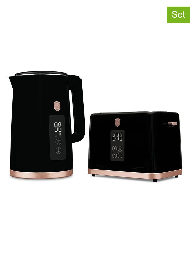 Berlinger Haus 2tlg. Set: Wasserkocher und Toaster in Schwarz/ Roségold - onesize