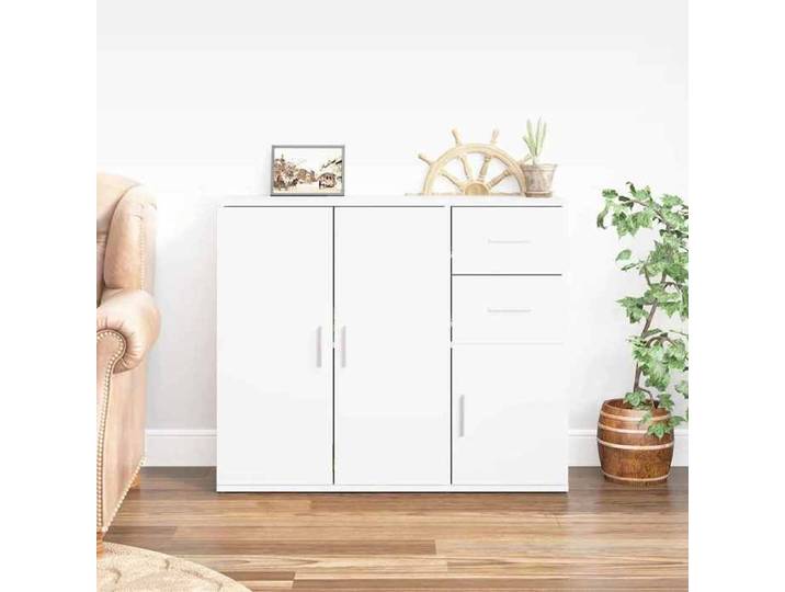 Blanc Buffet Blanc 91x29 5x75 cm Bois d'ingénierie - Vaisselier H10171
