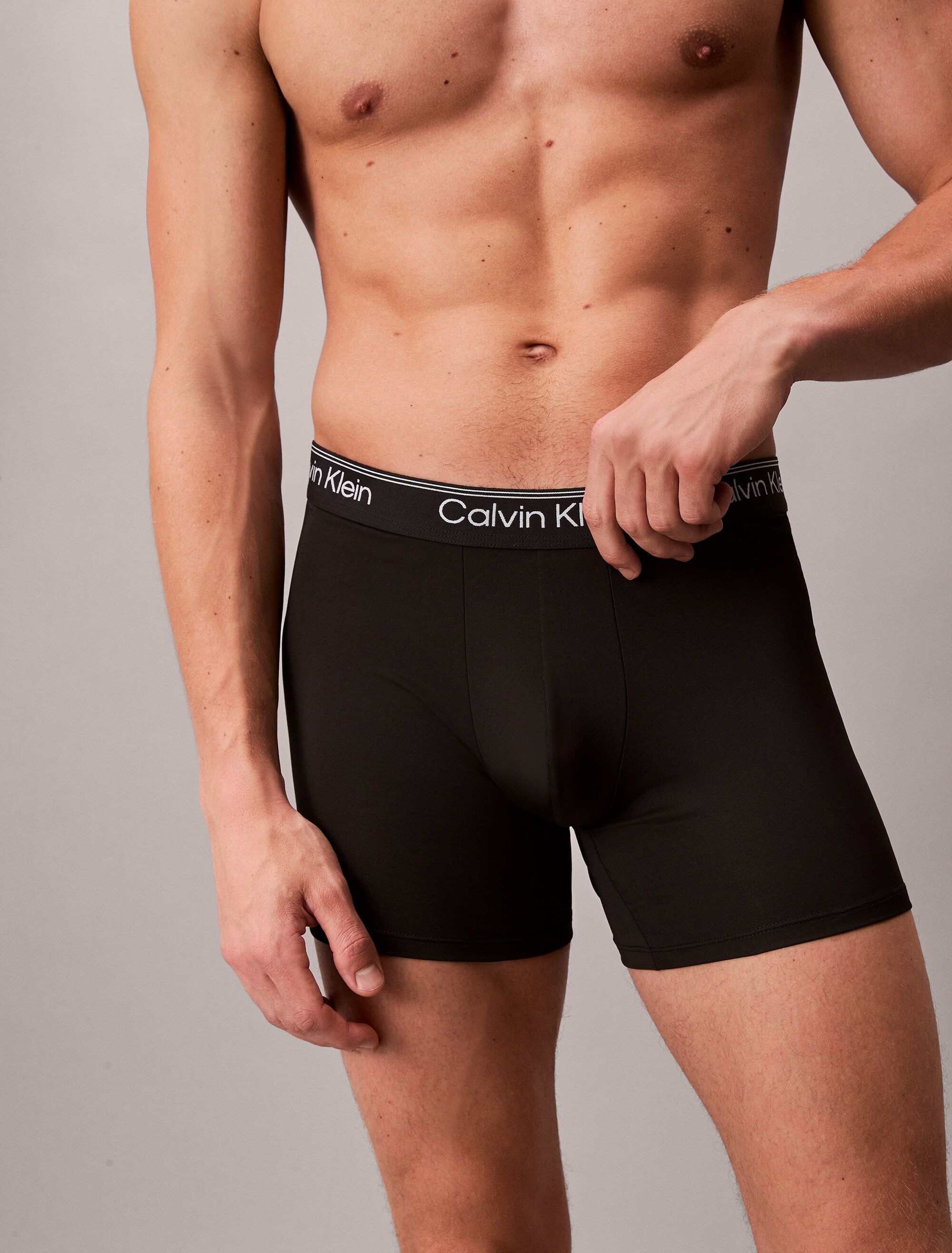 Boxer "BOXER BRIEF 3PK", Herren, Gr. L (52), Jersey, schwarz, Jersey, Obermaterial: 88% Polyester, 12% Elasthan, CALVIN KLEIN UNDERWEAR, körpernah, Unterhosen Boxer, mit längerem Bein & Logo-Elastikbund