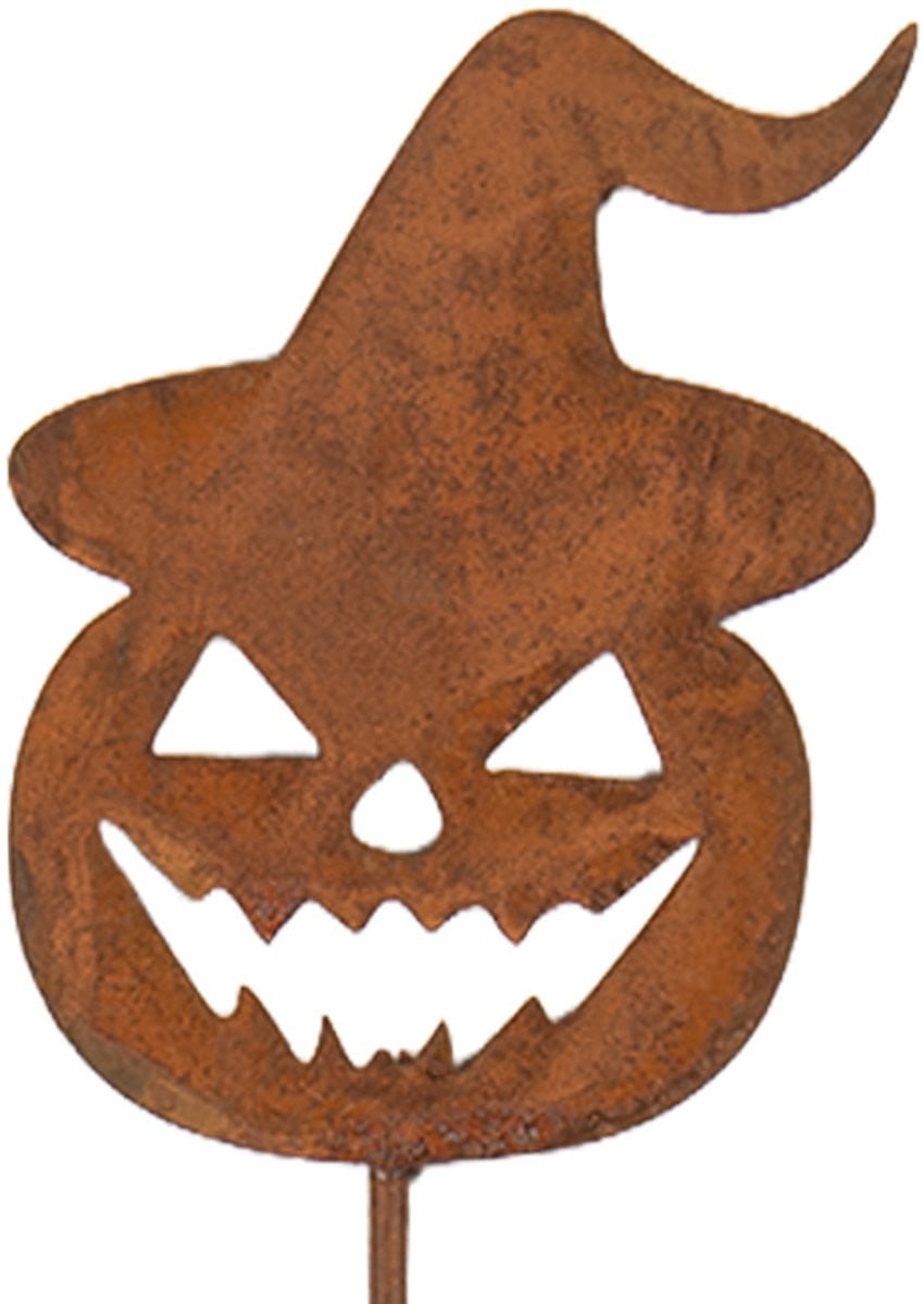 Clayre & Eef Tuinsteker Pompoen Bruin Metaal Herfstdecoratie