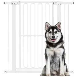 PawHut Türschutzgitter Hund, 76-104 cm Absperrgitter ohne Bohren, Treppengitter Weiß