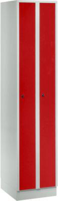 Raumspargarderobe, Abteilbreite 200 mm, abschließbar, 2 Abteile, rot