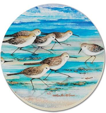 Counterart Absorbent Stone Coasters - Shore Birds - Set of 4 - 4x4x1.141
