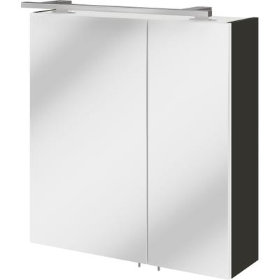 Spiegelschrank OPTIFIT "Pier", schwarz (anthrazitfarben, spiegelfläche), anthrazitfarben, Türen: 2 Stk., Holzwerkstoff, Schränke, Spiegelschrank, Breite 65 cm, schnelle Montage mit OPTIsnap