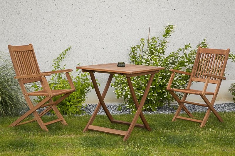 MERXXHANDELS Rio Set 3tlg 2 Sessel Tisch 70x70cm Eukalyptus 09201998