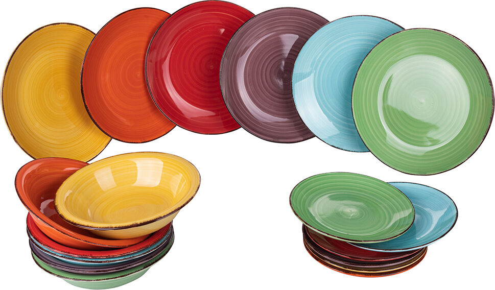 villa deste 5971740 Servizio Piatti 18 Pezzi In Gres 6 Posti Tavoladiversi Baita Colore Multicolor - 5971740
