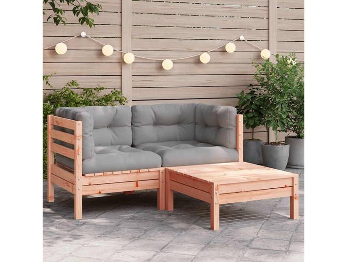 vidaXL Gartensofa mit Kissen und Hocker 2-Sitzer