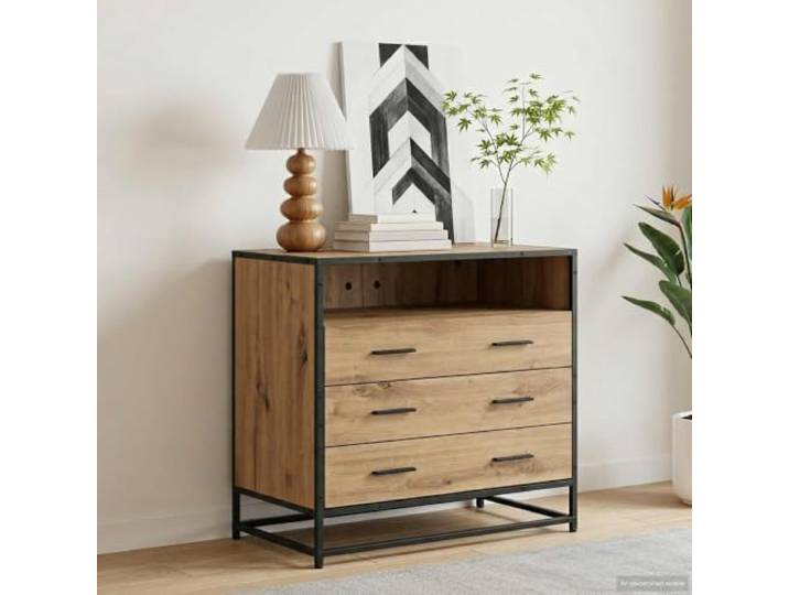Schubladenschrank 3-Schublade Artisan-Eiche 70 x 41 x 70 cm Wandmontiert Umkehrbare Tür, Holzwerkstoff, wandmontiert, platzsparend, moderne Optik, pflegeleichte Oberfläche