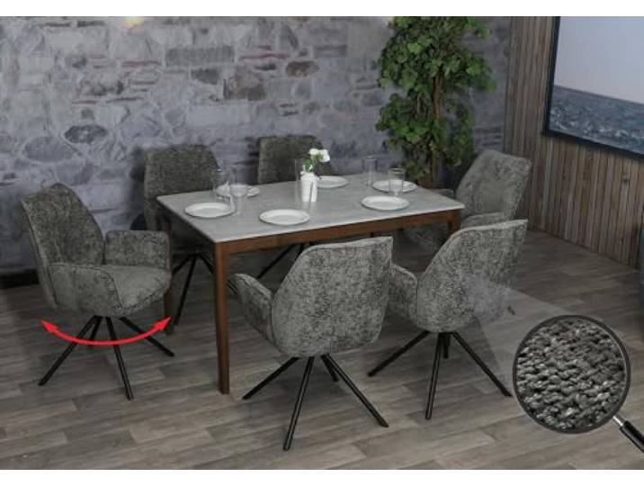 Mendler 6er-Set Esszimmerstuhl HWC-G67 - dunkelgrau