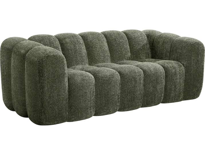 Vakuum-3-Sitzer-Sofa PAOLA Cord-Stoff grün