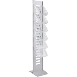 Prospektständer TEC-ART Ständer mit 6 Fächer, Stahl, silber, transparent