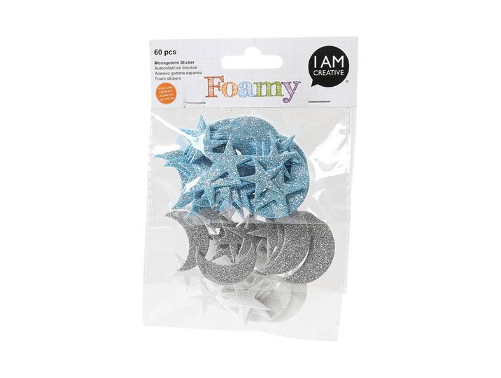 Foamy, Stern und Mond glitter, 60 Stk