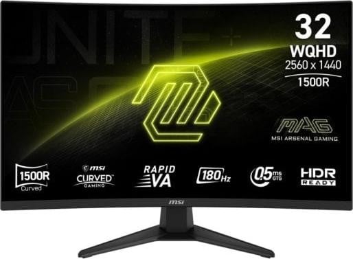 MSI MAG 321CQF E18 Curved Gaming Monitor, 31,5 inch, WQHD 2560x1440, 180Hz, 0,5ms, Zwart