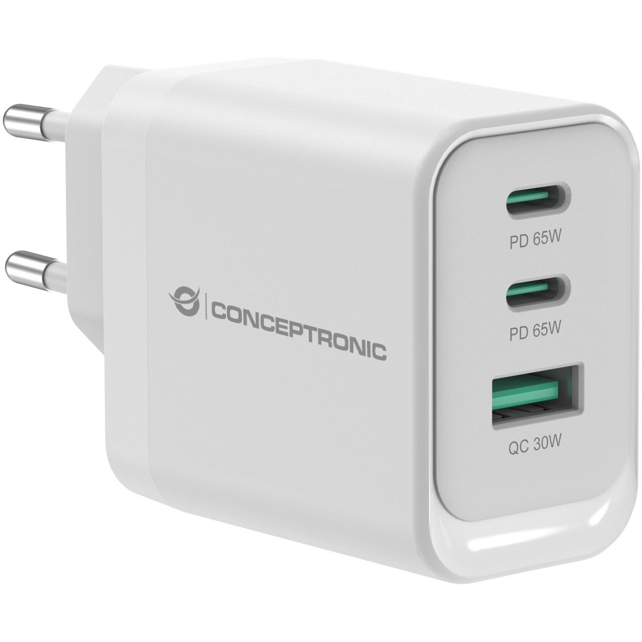 Conceptronic Ladegerät 3Port 65W,2xUSB-C,1xUSB-A weiß