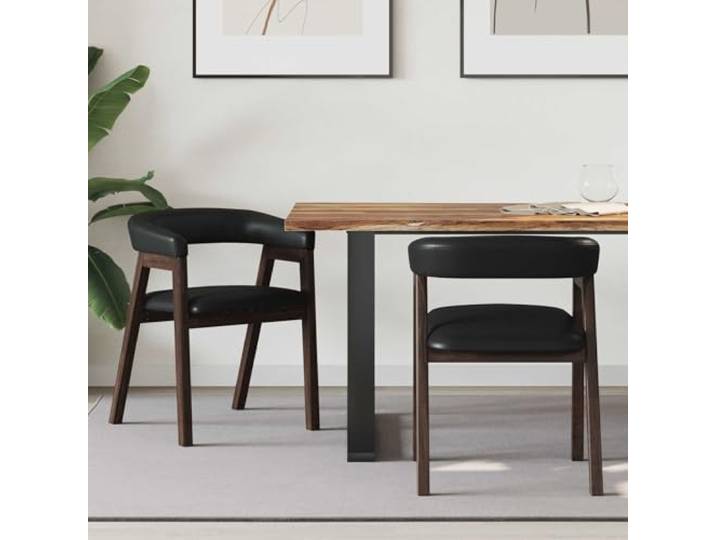 UYPTERF Esszimmerstühle 2 STK Massives Gummiholz Hellbraun Minimalistisches Design, Quadratbeine, Panelarmlehnen, Kautschukbaum, feuchtes Tuch Reinigung