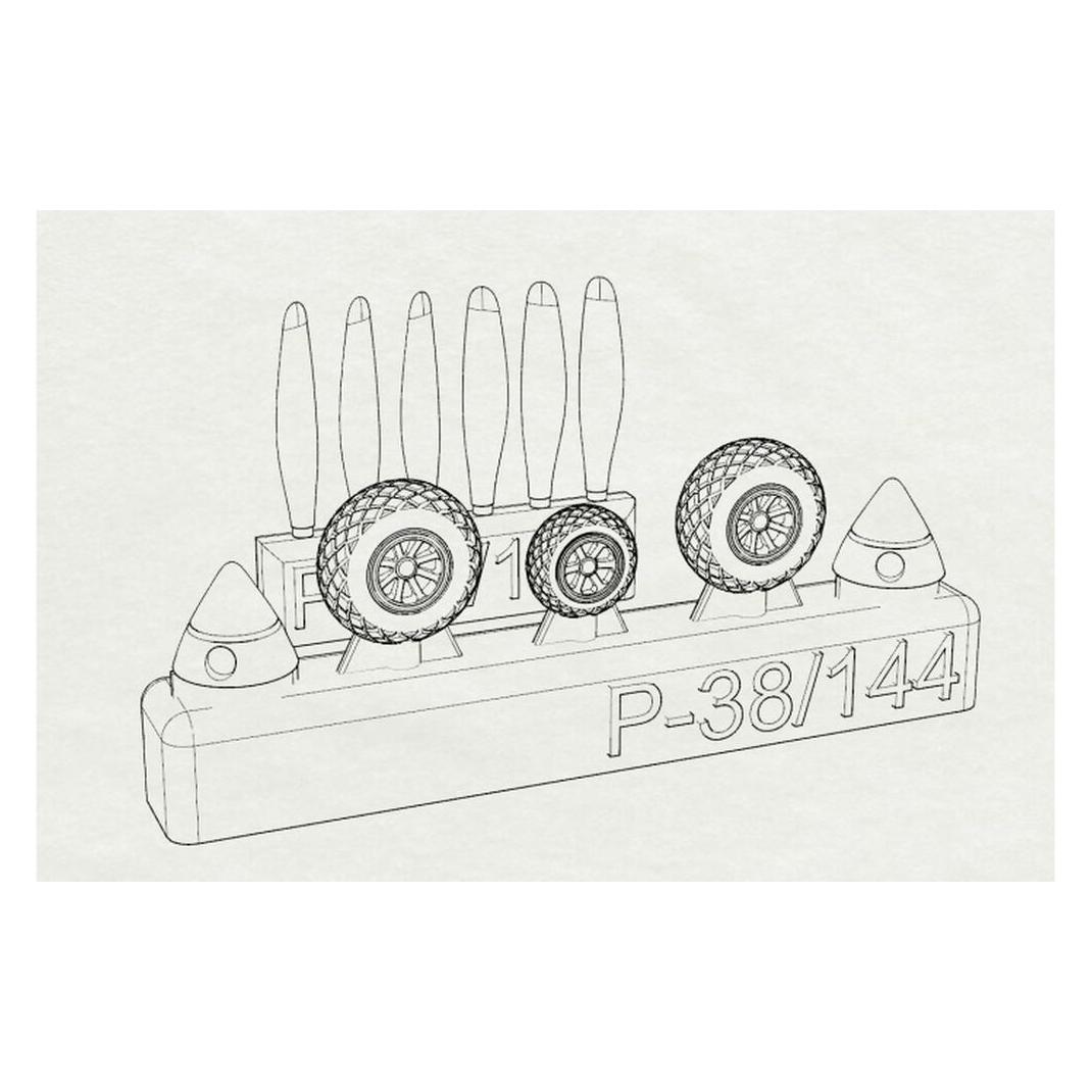 Brengun P-38 Wheels -proppelers (Fujimi kit) (BRL144146)