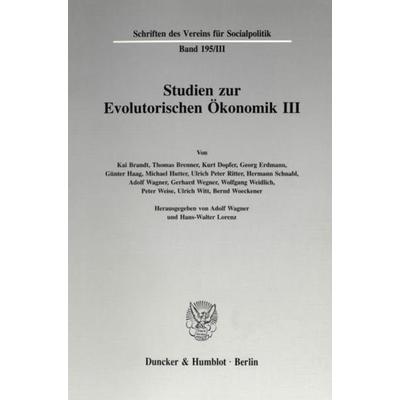 Studien zur Evolutorischen Ökonomik III., Taschenbuch von , Duncker & Humblot, 978-3-428-08494-4